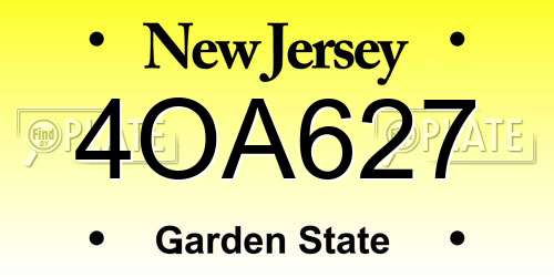 4OA627 New Jersey License Plate