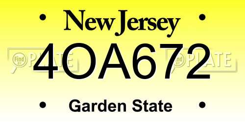 4OA672 New Jersey License Plate
