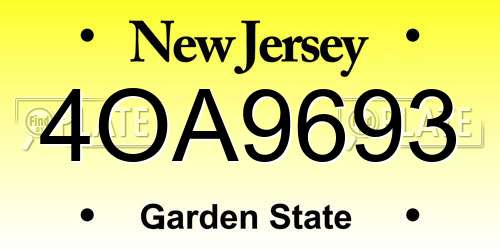 4OA9693 New Jersey License Plate