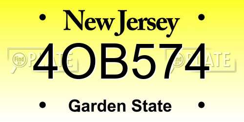 4OB574 New Jersey License Plate