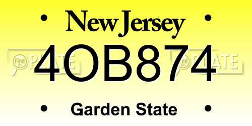 4OB874 New Jersey License Plate