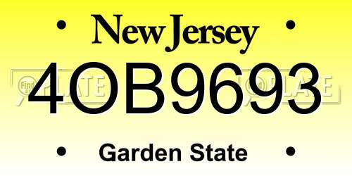 4OB9693 New Jersey License Plate