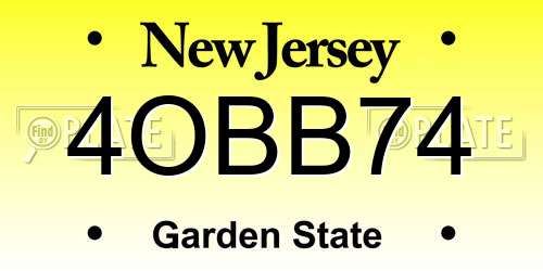 4OBB74 New Jersey License Plate