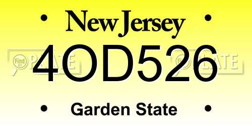 4OD526 New Jersey License Plate