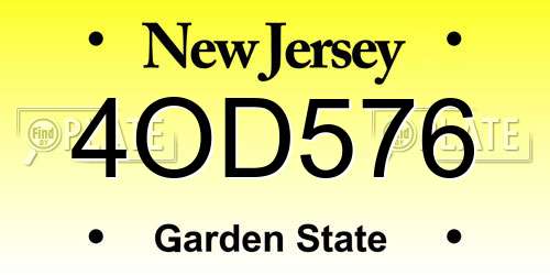 4OD576 New Jersey License Plate