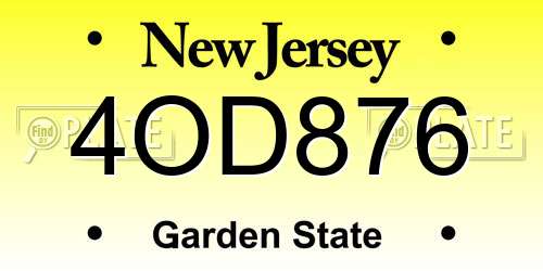 4OD876 New Jersey License Plate