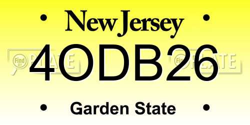 4ODB26 New Jersey License Plate