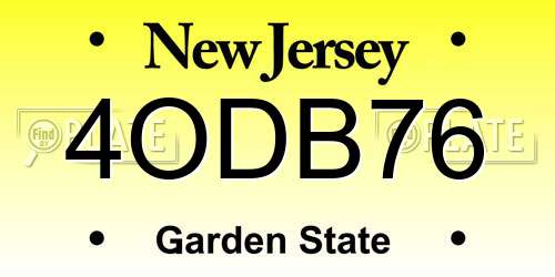 4ODB76 New Jersey License Plate