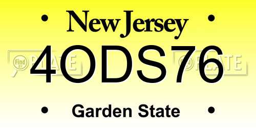 4ODS76 New Jersey License Plate