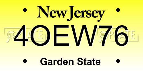 4OEW76 New Jersey License Plate