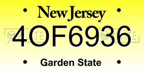 4OF6936 New Jersey License Plate