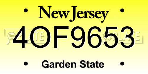 4OF9653 New Jersey License Plate