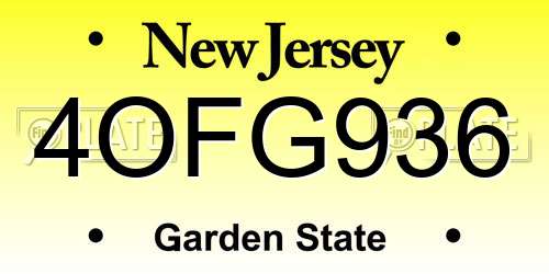 4OFG936 New Jersey License Plate