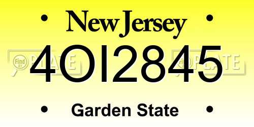 4OI2845 New Jersey License Plate