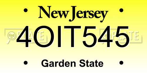 4OIT545 New Jersey License Plate