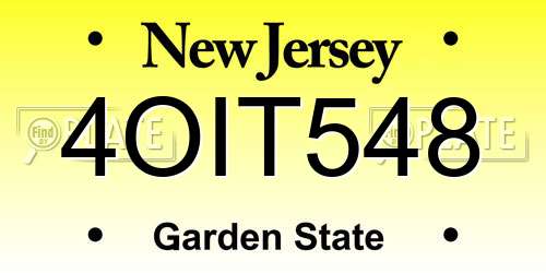 4OIT548 New Jersey License Plate