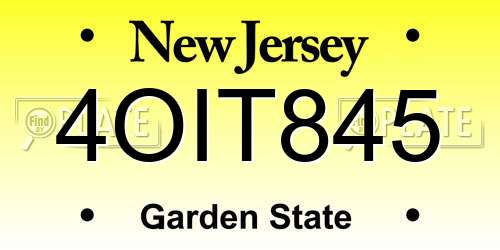 4OIT845 New Jersey License Plate