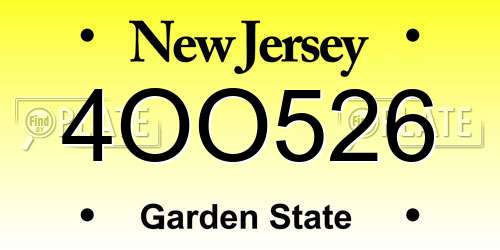 4OO526 New Jersey License Plate