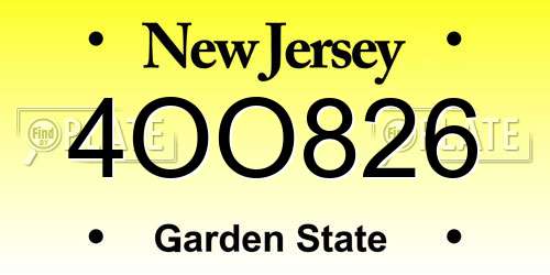 4OO826 New Jersey License Plate