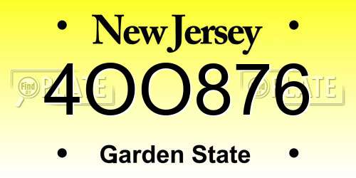 4OO876 New Jersey License Plate