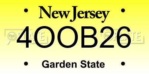 4OOB26 New Jersey License Plate