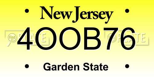 4OOB76 New Jersey License Plate