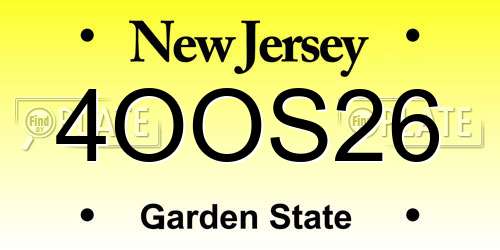 4OOS26 New Jersey License Plate