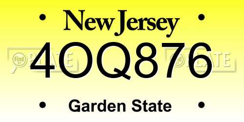 4OQ876 New Jersey License Plate