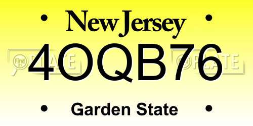 4OQB76 New Jersey License Plate