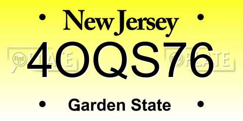 4OQS76 New Jersey License Plate