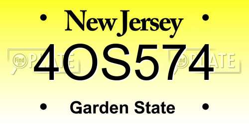 4OS574 New Jersey License Plate