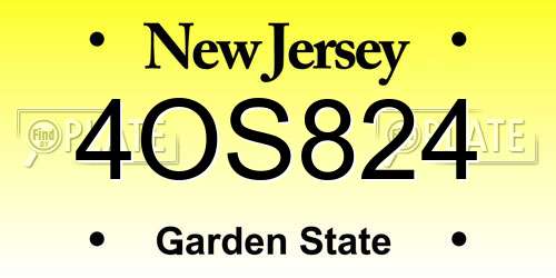 4OS824 New Jersey License Plate
