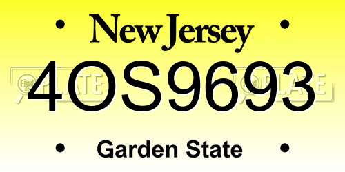 4OS9693 New Jersey License Plate