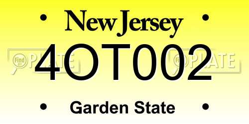 4OT002 New Jersey License Plate
