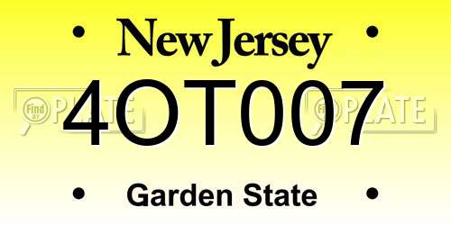 4OT007 New Jersey License Plate
