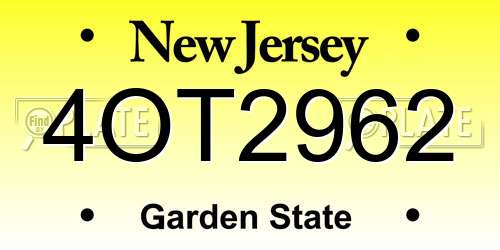 4OT2962 New Jersey License Plate