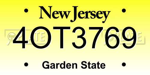 4OT3769 New Jersey License Plate