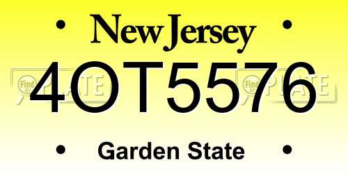 4OT5576 New Jersey License Plate