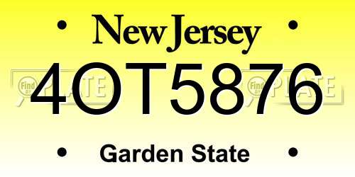4OT5876 New Jersey License Plate