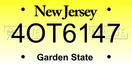 4OT6147 New Jersey License Plate