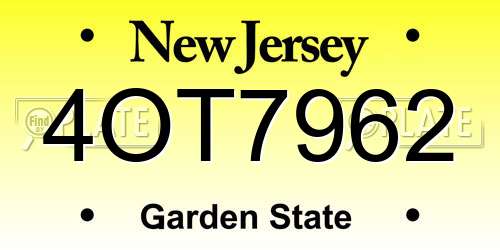 4OT7962 New Jersey License Plate
