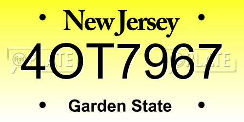 4OT7967 New Jersey License Plate