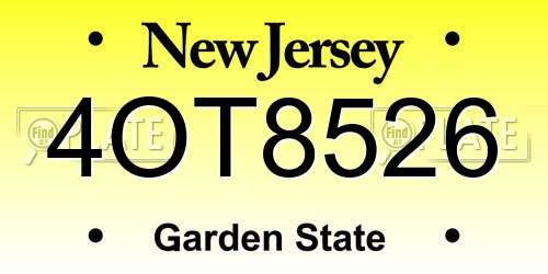 4OT8526 New Jersey License Plate