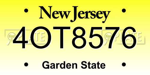 4OT8576 New Jersey License Plate