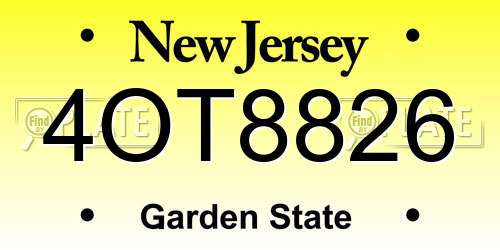 4OT8826 New Jersey License Plate