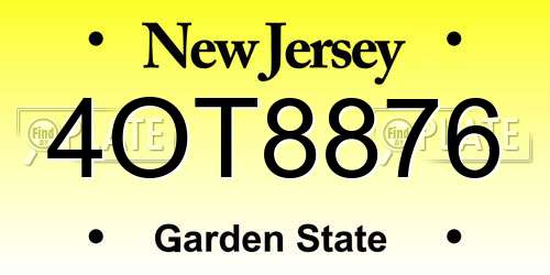 4OT8876 New Jersey License Plate