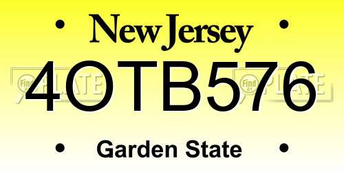 4OTB576 New Jersey License Plate