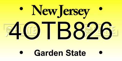 4OTB826 New Jersey License Plate