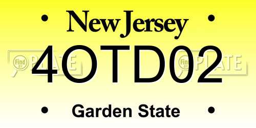 4OTD02 New Jersey License Plate