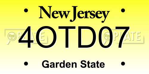 4OTD07 New Jersey License Plate